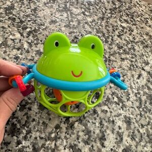 Oball Green and Blue Frog Rattle Ball Baby Toy
